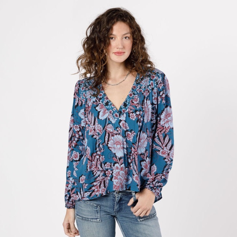 Band of the Free | JOSIE SAPPHIRE MIXED PRINT LONG SLEEVE TOP